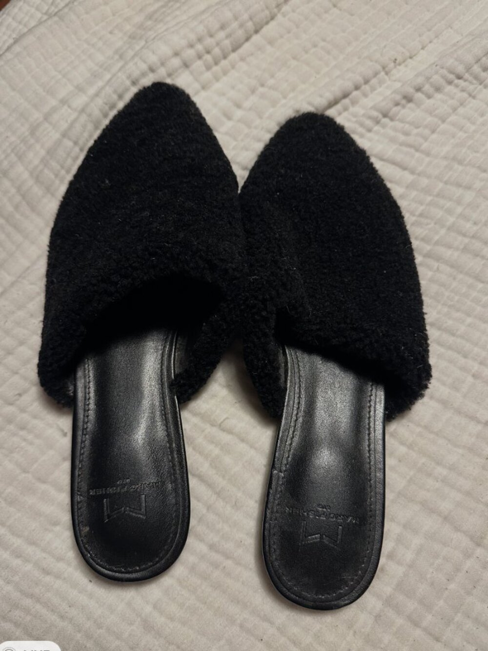 Marc Fisher Shearling Mules in Black - sz 8